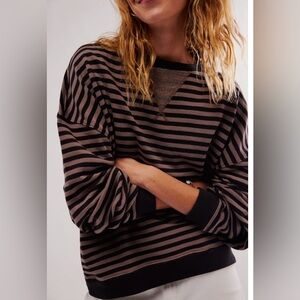Free People Classic Striped Oversized crewneck